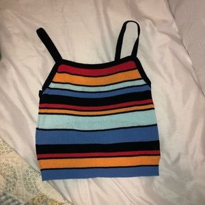 Cute Multi colored strip crop tank top.